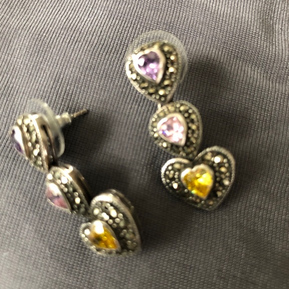 Silver marcasite earrings - Picture 4 of 8